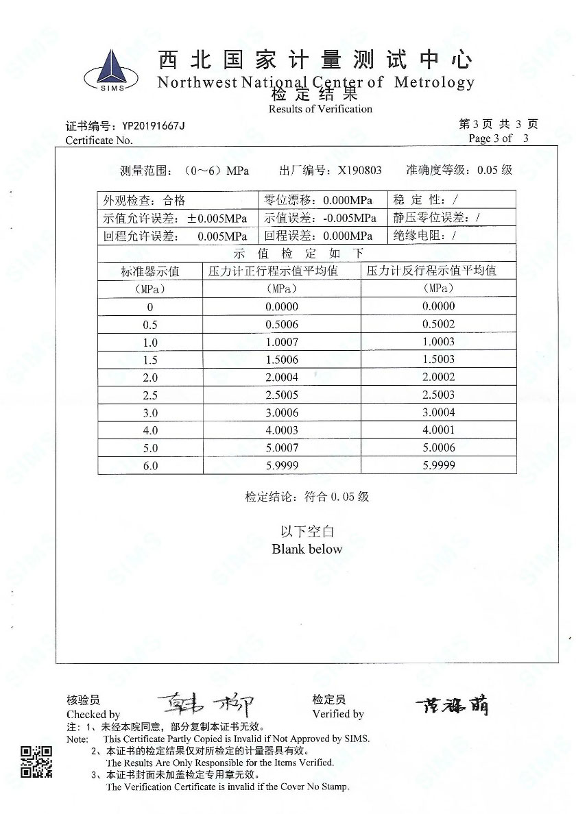 赤峰鑫椿檢測技術服務有限公司-精密數(shù)字壓力表案例